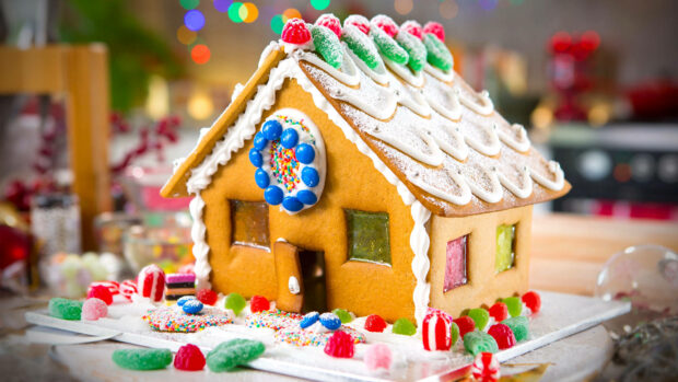 Gingerbread House Christmas Wallpaper HD Free download.
