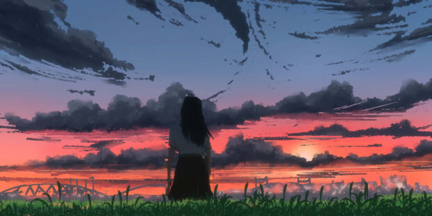 Gloomy Sunset Free download Anime Backgrounds HD.