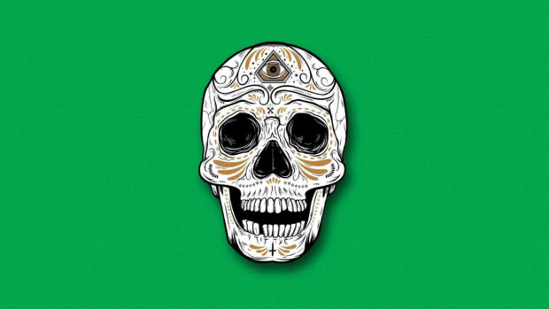Green Skull Art Wallpaper.
