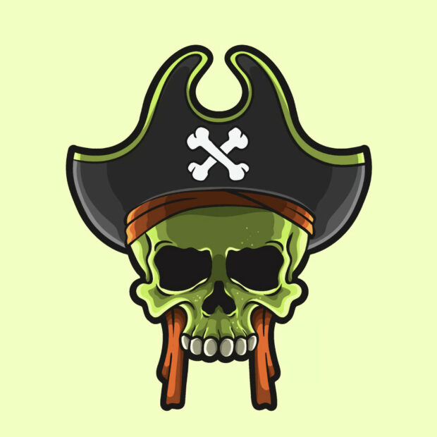 Green Skull Pirate Logo Wallpaper.