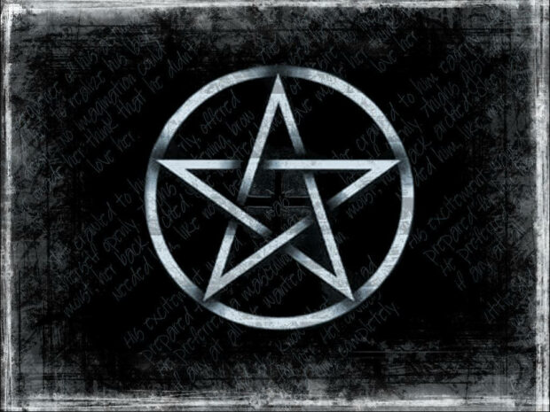 Grunge Wiccan Pentagram Wallpaper.