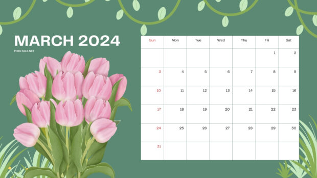 HD Background March 2024 Calendar.