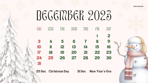 HD Wallpaper December 2023 Calendar.