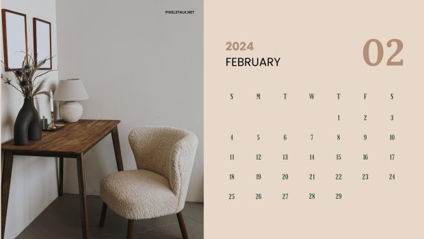 HD Wallpaper February 2024 Calendar.