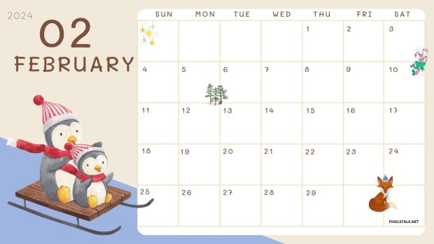 HD Wallpaper February 2024 Calendar.