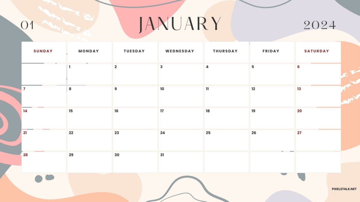 January 2024 Calendar Wallpapers HD - PixelsTalk