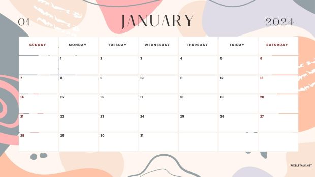 HD Wallpaper January 2024 Calendar.