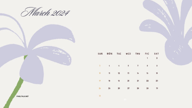 HD Wallpaper March 2024 Calendar.