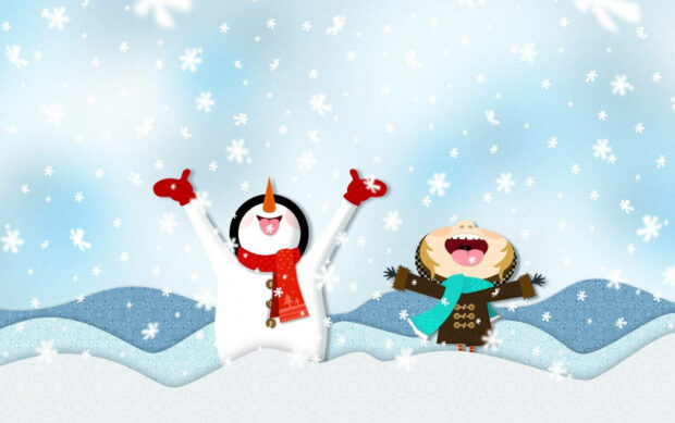Happy Snowman Funny Christmas Desktop Wallpaper.