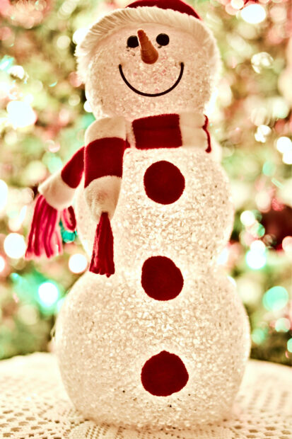 High Resolution Christmas Glittering Snowman Wallpaper for Mobile.