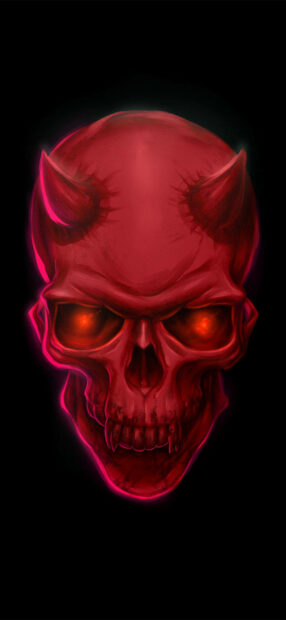 Iphone 11 Pro Red Demon Skull Wallpaper.
