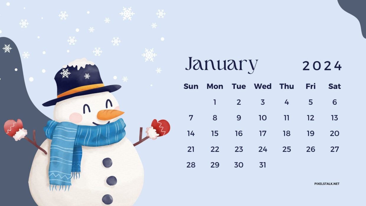January 2024 Calendar Background for Desktop - PixelsTalk