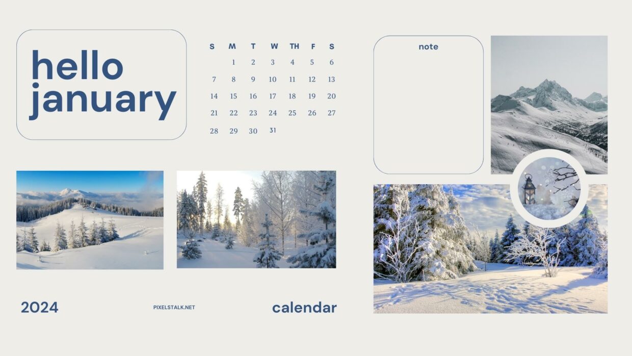 January 2024 Calendar Background for Desktop - PixelsTalk