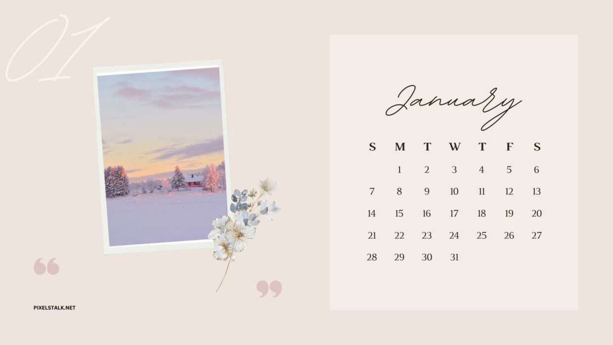 January 2024 Calendar Background for Desktop - PixelsTalk