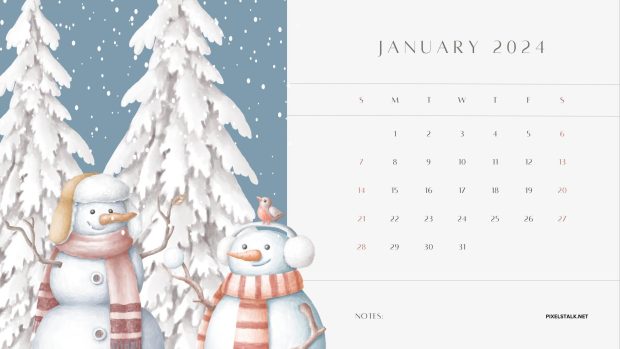 January 2024 Calendar Desktop Wallpaper.