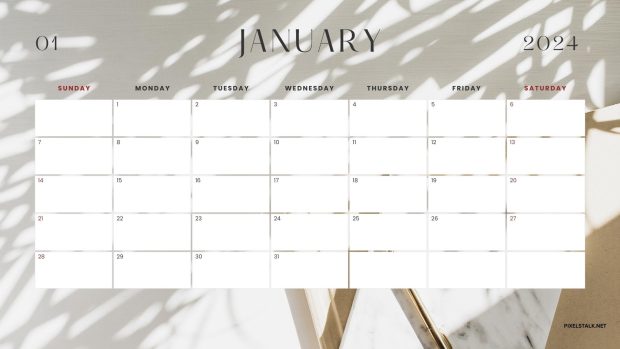 January 2024 Calendar HD Wallpaper.