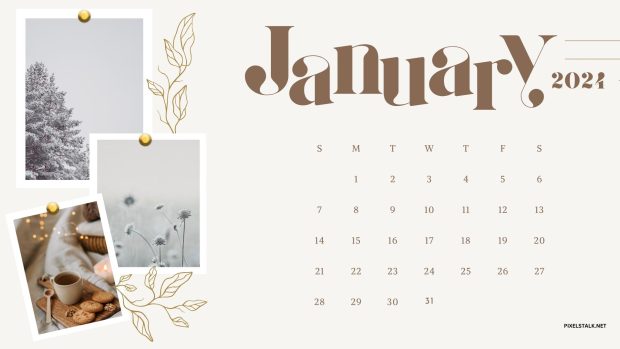 January 2024 Calendar HD Wallpaper Minimalist.