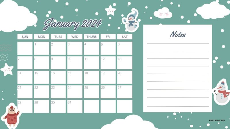 January 2024 Calendar Wallpapers HD - PixelsTalk
