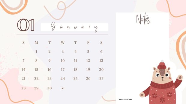 January 2024 Calendar Wallpaper HD 1080p.