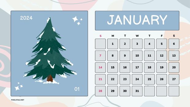 January 2024 Calendar Wallpaper HD Free download.