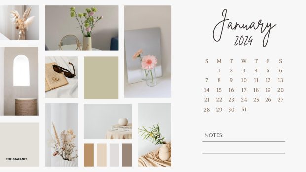 January 2024 Calendar Wallpaper HD Free download.