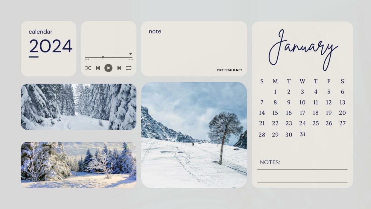 January 2024 Calendar Background for Desktop - PixelsTalk