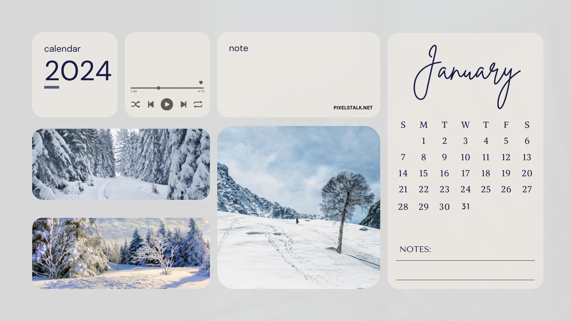 January 2024 Calendar Background for Desktop