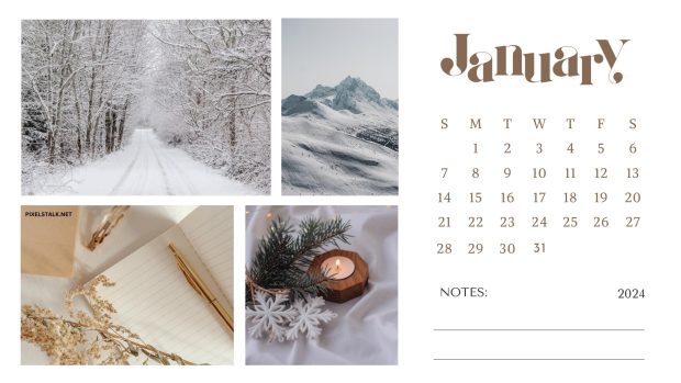 January 2024 Calendar Wide Screen Wallpaper.