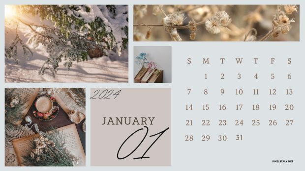 January 2024 Calendar Wide Screen Wallpaper.