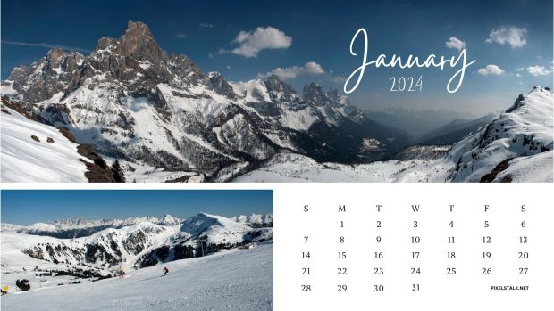 January 2024 Calendar Winter Backgrounds HD.