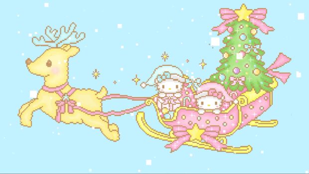 Little Twin Stars Christmas Wallpaper HD Free download.