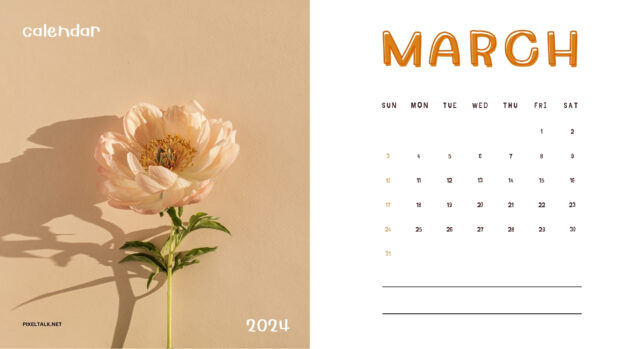 March 2024 Calendar Background Desktop.