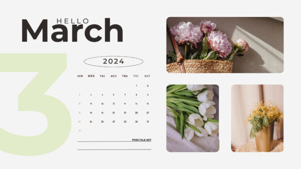 March 2024 Calendar Desktop Background.