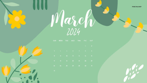 March 2024 Calendar Desktop Wallpaper.