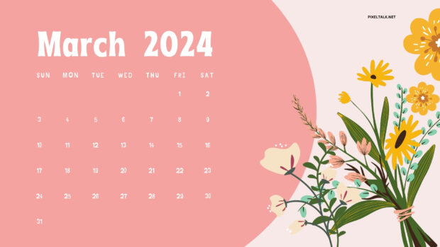 March 2024 Calendar HD Wallpaper.