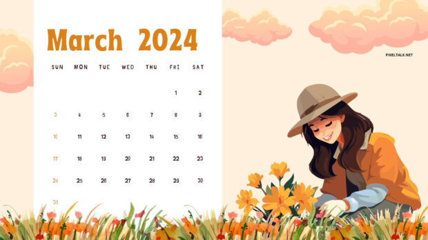 March 2024 Calendar Wallpaper Free Download.