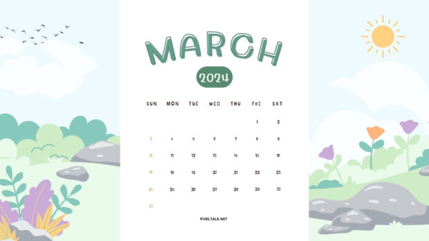 March 2024 Calendar Wallpaper HD.