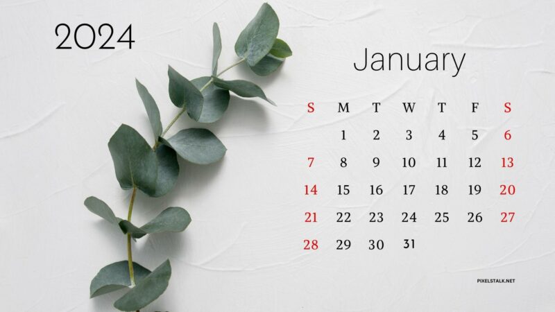 January 2024 Calendar Background for Desktop - PixelsTalk