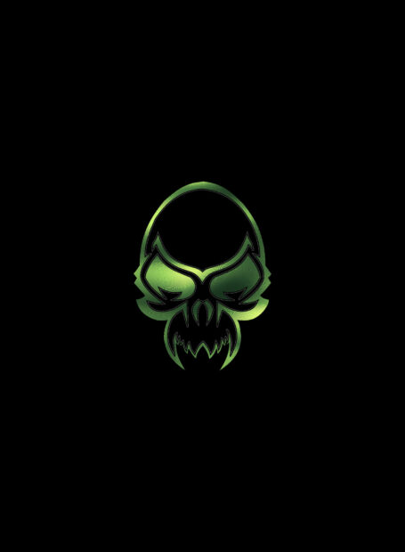 Minimalist Neon Green Demon Skull Wallpaper.