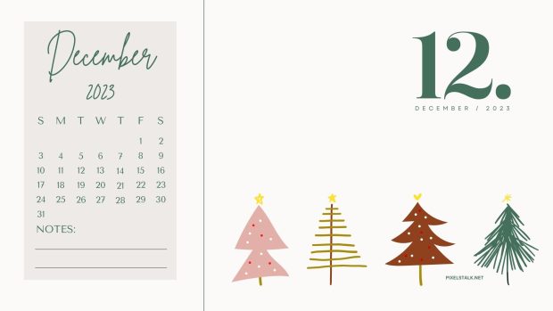 Minimlaist December 2023 Calendar HD Wallpaper.