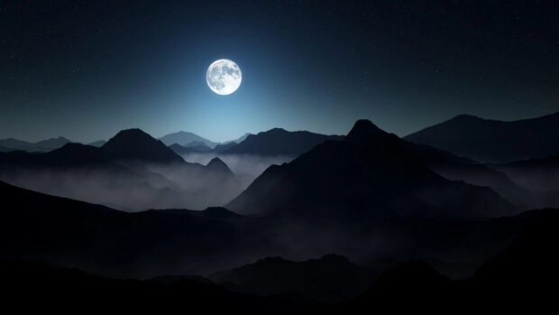 Moon Dark Mountains Image Backgrounds.