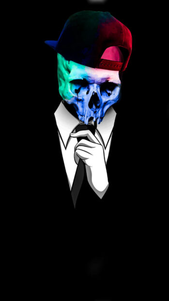 Multicolor Gangster Skull With Snapback Wallpaper.