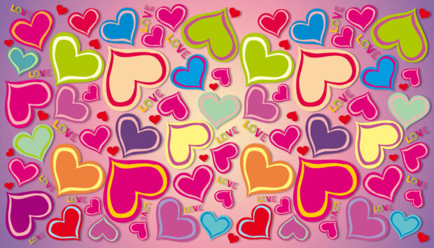 Multicolored Awesome Heart Wallpaper.