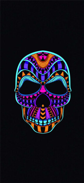 Neon Skull Iphone Ios 10 Wallpaper.