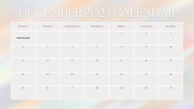 New December 2023 Calendar Wallpaper.