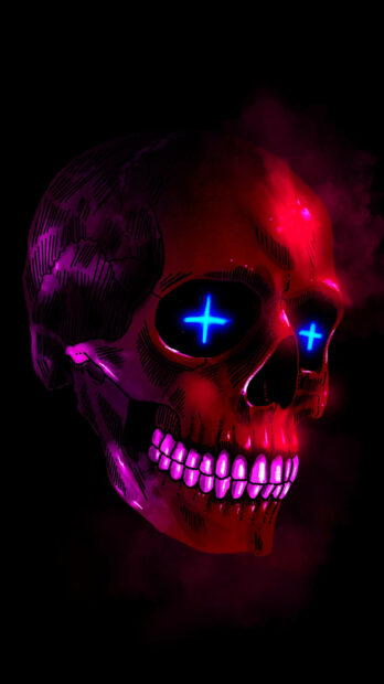 Pink And Red Gangster Skull iPhone Wallpaper.