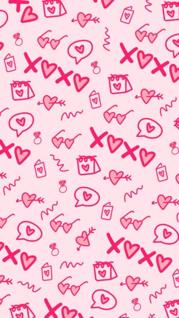 Pink Cute Aesthetic Valentines Day Phone Wallpaper.