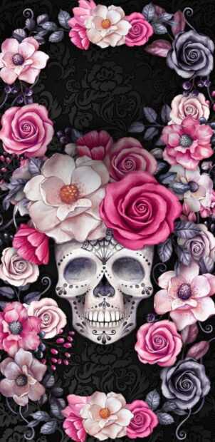 Pink Roses Day Of The Dead Wallpaper Phone.