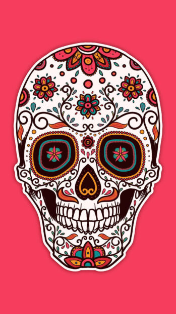 Pop Art Day Of The Dead Skull Wallpaper for iPhone.