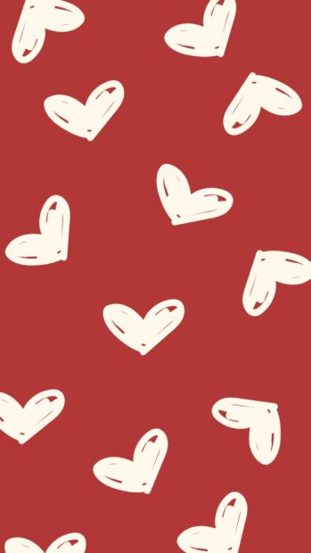 Red Cute Valentine Day Hearts Phone Wallpaper.